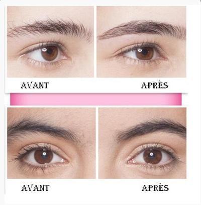 Épilateur à sourcils plaqué or 18 carats avant et après