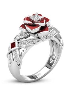 Bague fleur rose naturelle