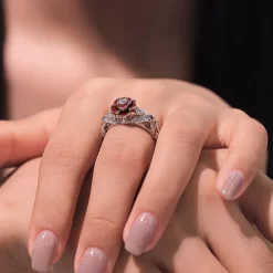 Bague fleur rose naturelle