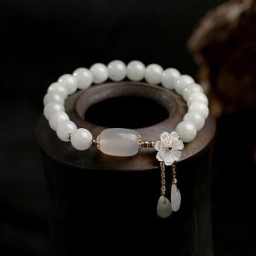 Bracelet de sérénité en jade blanc