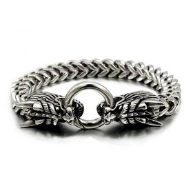 Bracelet double dragon en acier inoxydable