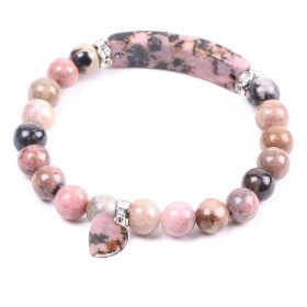 Bracelet perles de guérison cœur en rhodonite
