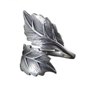 Bague en argent feuille