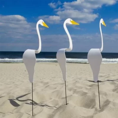 Décoration de jardin Flamant blanc à la plage