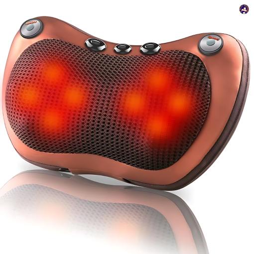 Coussin de Massage Shiatsu Chauffant Infrarouge Relaxation au Cou Nuque Dos Lombaire