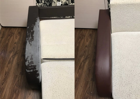 Avant et après utilisation du patch en cuir 1