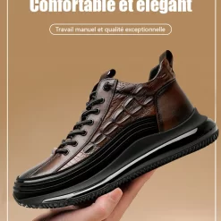 Chaussures italiennes en cuir à motif de peau de crocodile pour homme