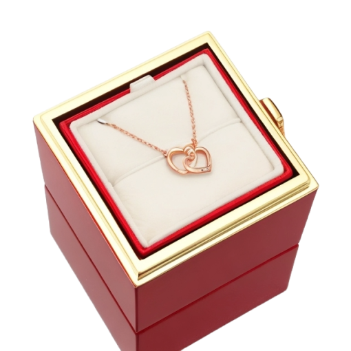 Coffret rose éternelle avec collier