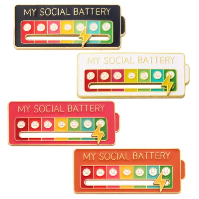 Broches de batterie sociale en émail