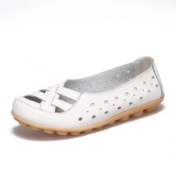 Ballerines en cuir confortables pour femme blanc