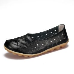 Ballerines en cuir confortables pour femme noir