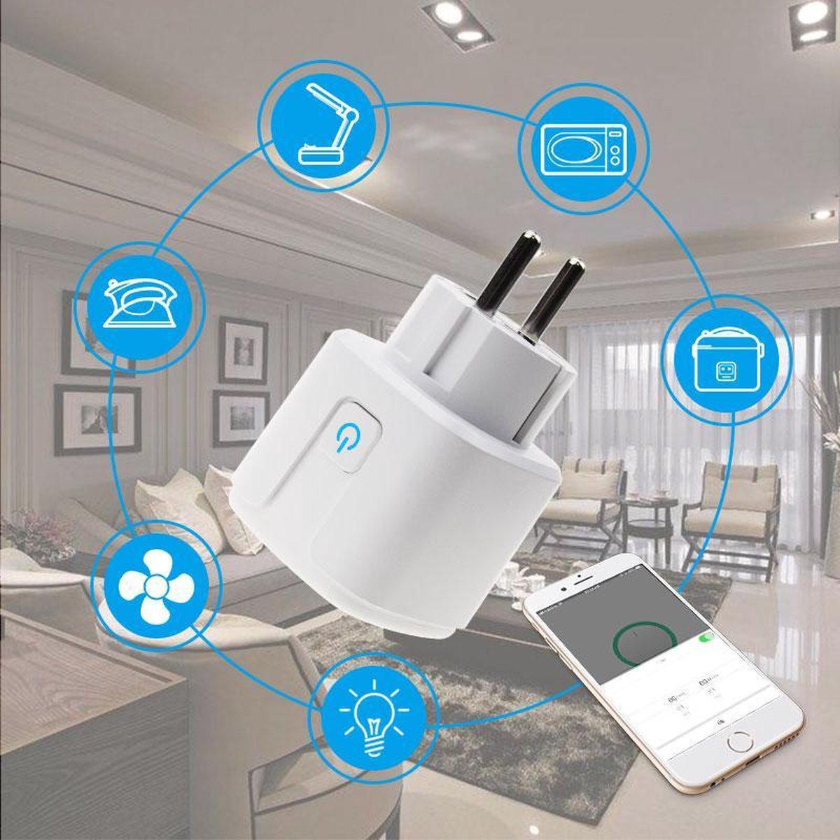 Prise Smart - Prise intelligente - Avec compteur de consommation d' Énergie - Google Home et Assistant - IFTTT - Prise WIFI - pour Android et iOS - Amazon Alexa - Prise Wifi - Prise Smart - Télécommande - Fonctionne sans Bridge