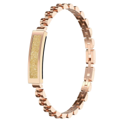 Vue latérale du bracelet connecté femme en acier inoxydable avec finition élégante