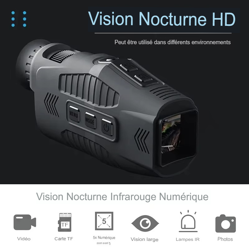 Zoom numérique x5 sur écran TFT 1,54 pouces de la lunette BlackOptic Night Vision.