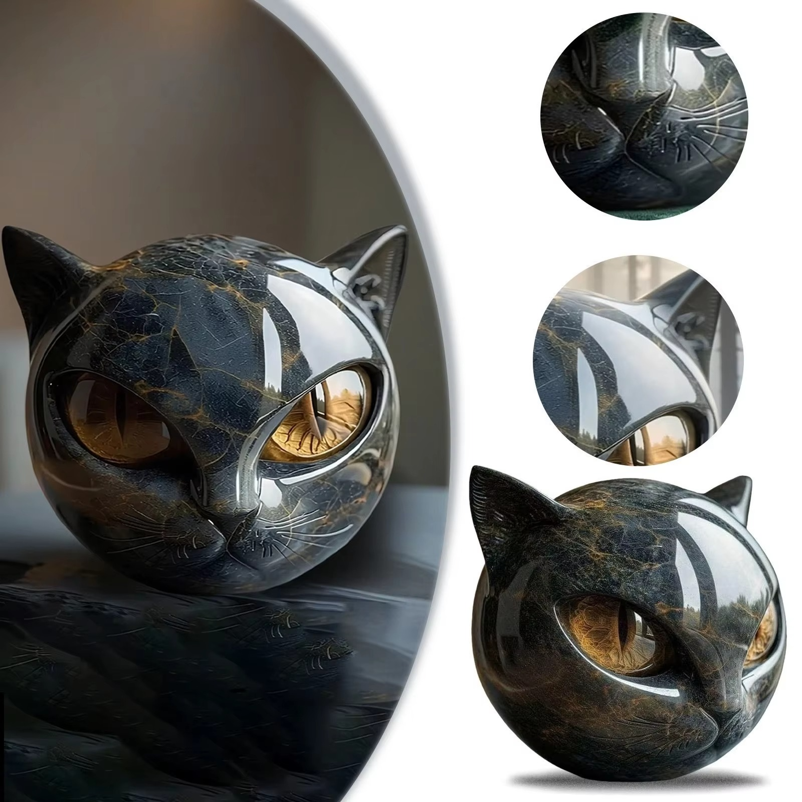 Sculpture chat noir style moderne et minimaliste pour intérieur