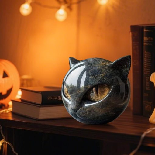 Figurine chat noir effet marbre idéale comme cadeau raffiné