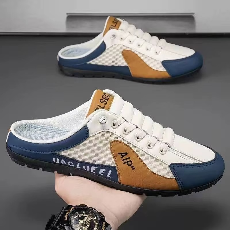 Vue latérale des mocassins Mainine en kaki