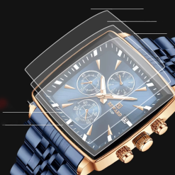 Montre REWARD rectangulaire avec aiguilles lumineuses
