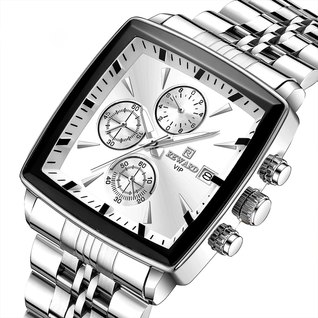Montre REWARD rectangulaire multifonction avec sous-cadrans