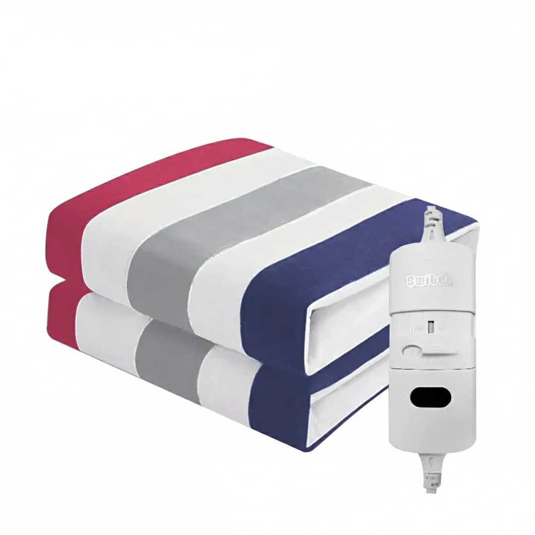 Vue d’ensemble de la couverture chauffante électrique posée sur un lit