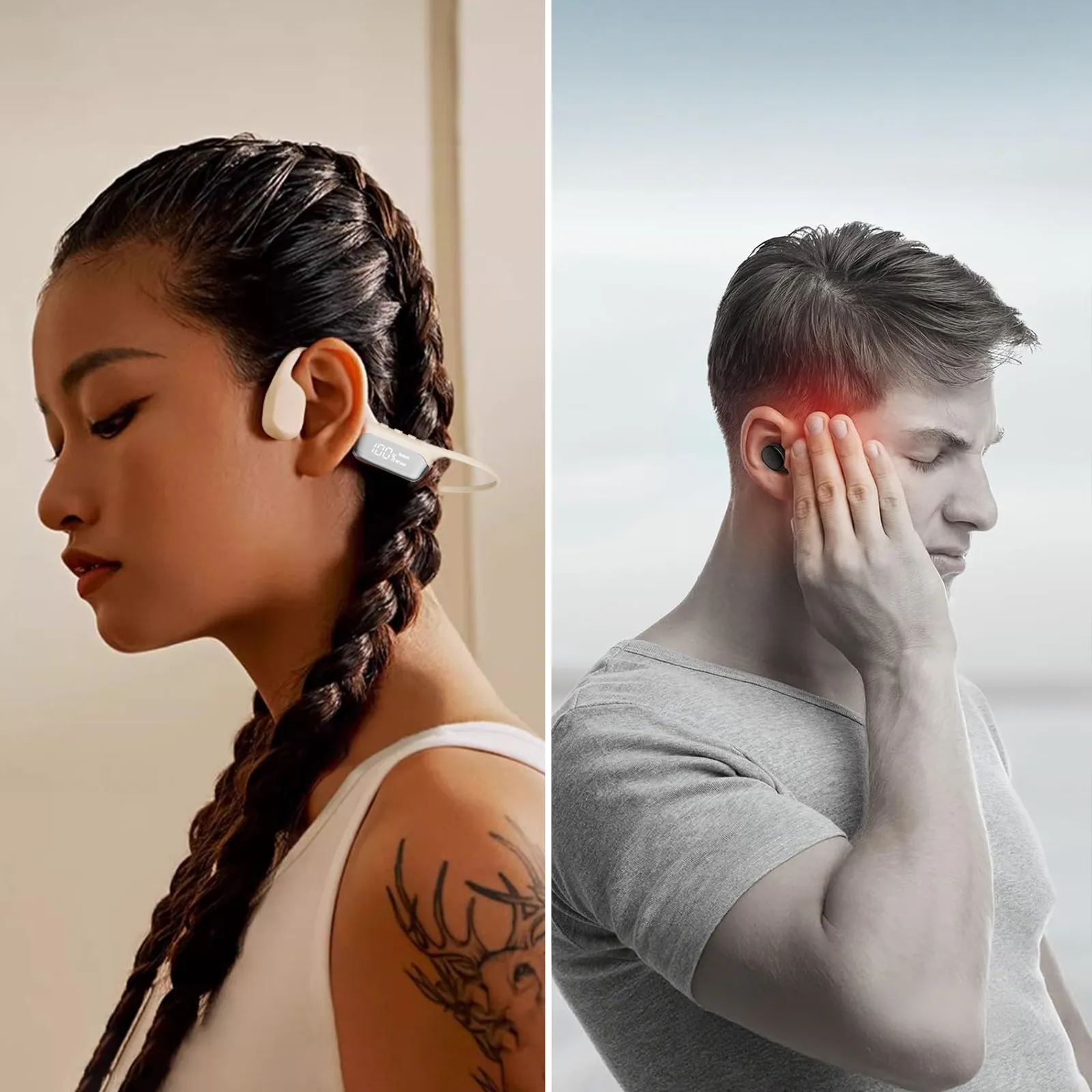 Casque Inductivv vu de profil sur la tête d’un utilisateur