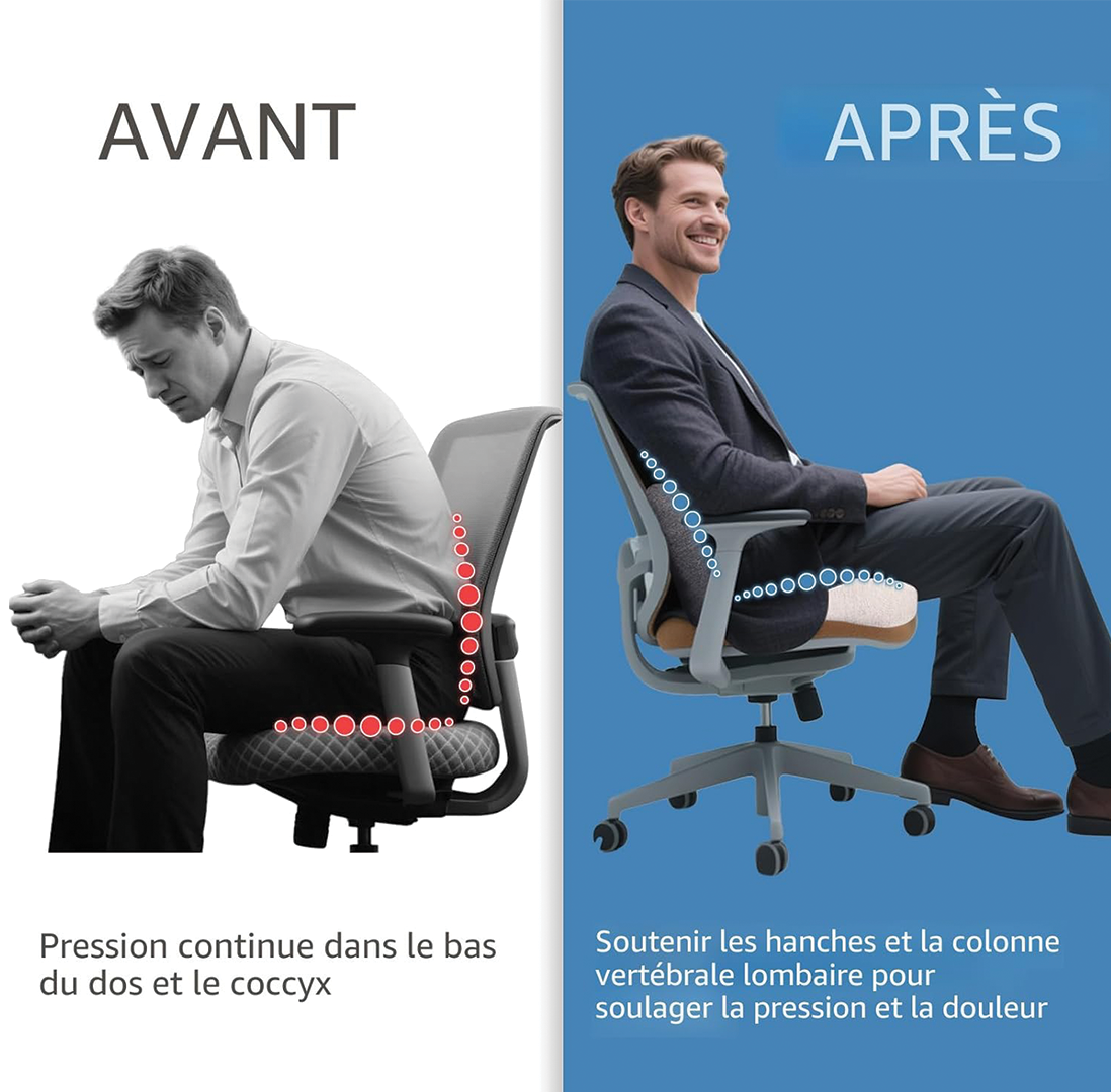 coussin installé sur un siège de voiture