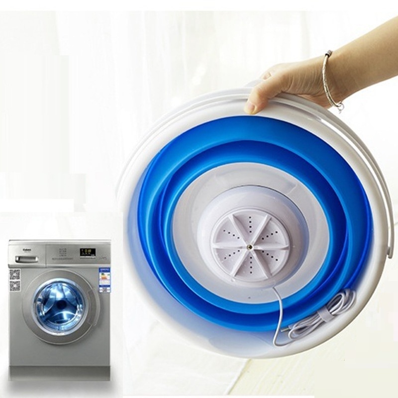 17 17 cm Suszian Machine à laver à turbine à ultrasons Mini Turbo Machine à laver portable pour sous-vêtements Vêtements de bébé USB Alimenté Voyage RV Camping Lave-linge 17