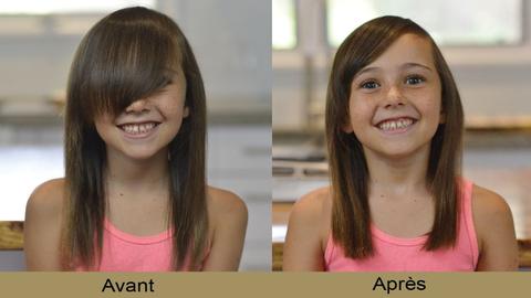 Avant et après utilisation du guide coupe cheveux – instacoup chez une fille