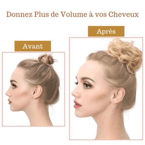 Avant et après utilisation du cheveux chignon 