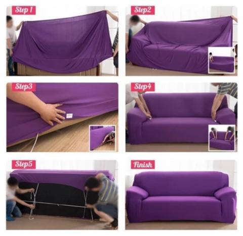 Installation du housse de canapé extensible